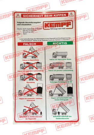 147282 Kempf Aufkleber  "Sicherheit beim Kippen"